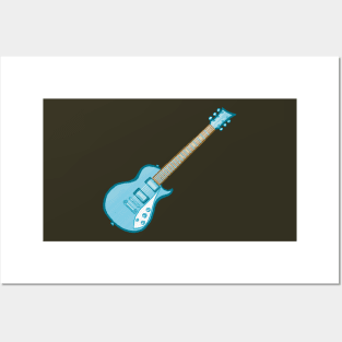 Blue electric guitar Posters and Art